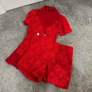 Red 2 piece set top and shorts women’s size XS